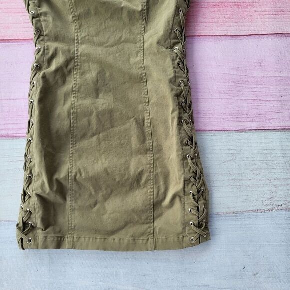 A.L.C‎ Army Green Valeria Lace Up Grommet Fitted Mini Sheath Dress 6 - Picture 4 of 7
